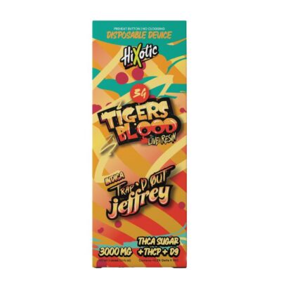 HiXotic Trap’d Out Jeffrey Disposable Vape 3g HiXotic Trap’d Out Jeffrey Disposable Vape 3g Tigers Blood