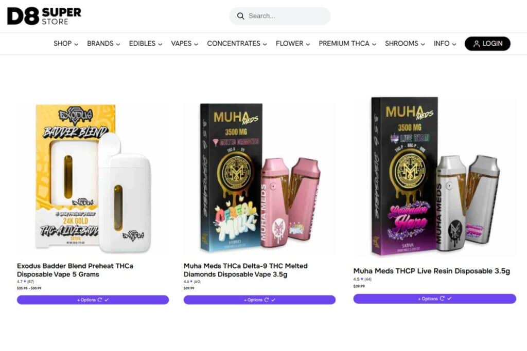 A collection of THC vape pens available for purchase online is shown in the image