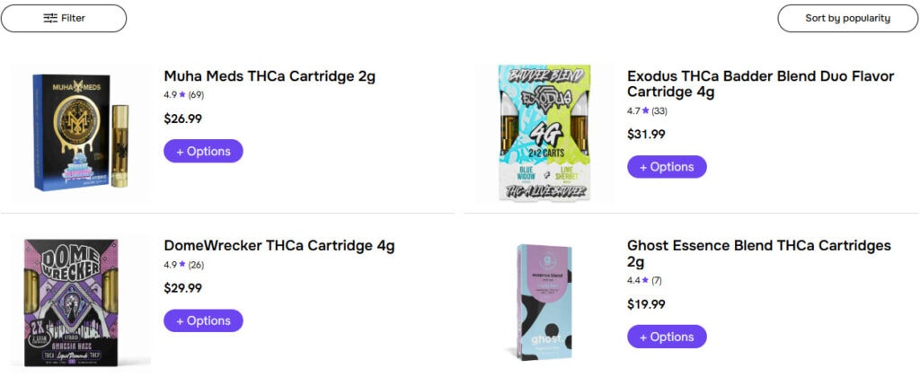 A collection of vape cartridges for sale