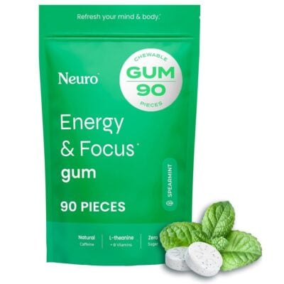 Neuro Energy & Focus Gum 40mg 90ct - Spearmint