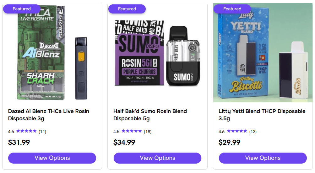 A collection of live rosin vapes for sale online