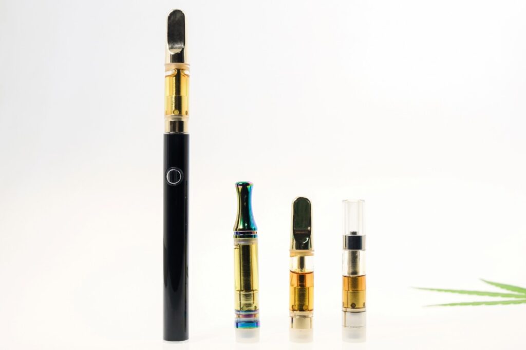A weed pen with different types of cartridges