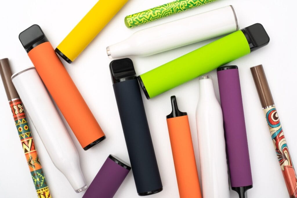 Different types of disposable vapes showcased together