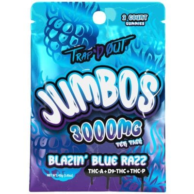 HiXotic Trap’d Out JUMBOS THCa Gummies 3000mg 2ct HiXotic Trap'd Out JUMBOS THCa Gummies 3000mg 2pk - Blazin Blue Razz