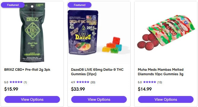 A collection of different CBD products for sale online