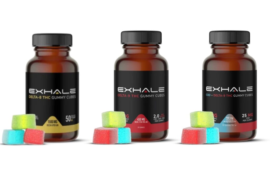 Exhale wellness gummies kept together