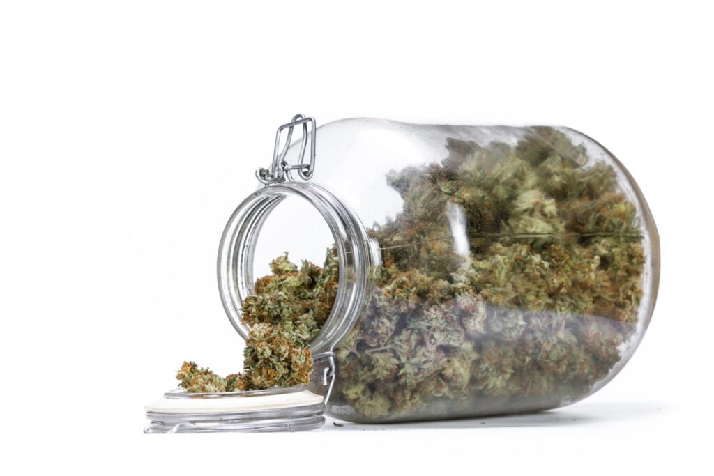 Hemp products stored in large jar